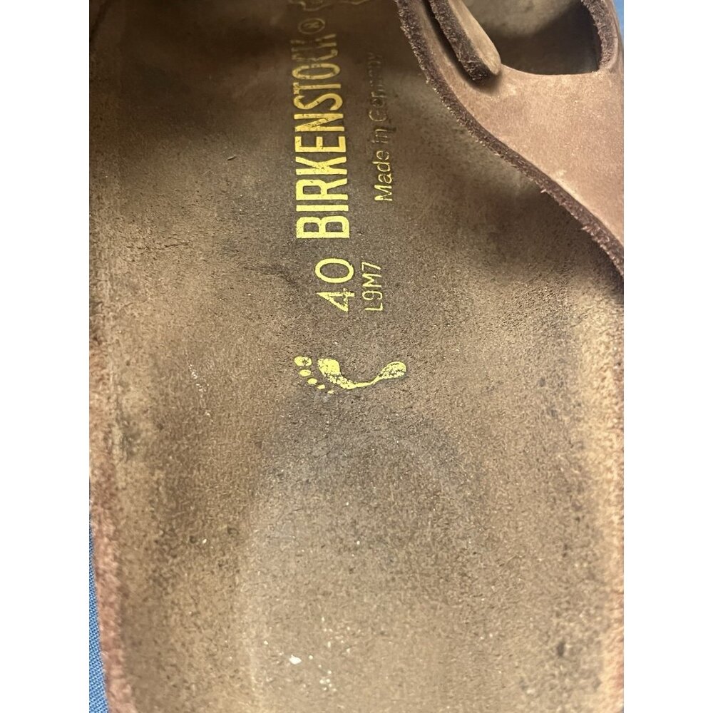 Birkenstock 3 Strap Brown Leather Slip On Sandals L9 M7 Womens 9 Mens 7 BIRKS - Picture 5 of 6